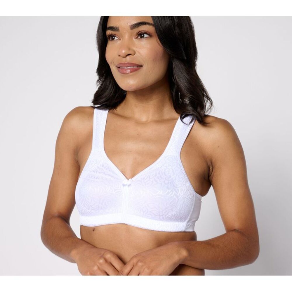 Breezies Women's Bra Sz 46DD Wild Rose Seamless Wirefree Support White